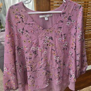 Lauren Conrad Flower Blouse size L